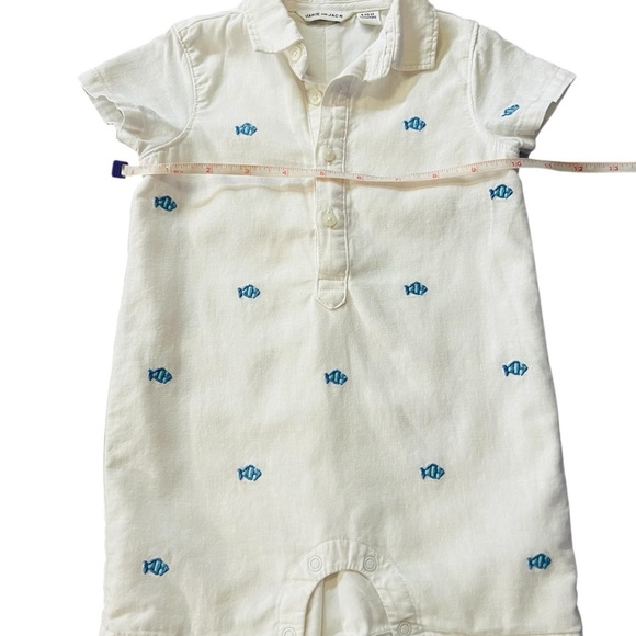 Janie and Jack White Romper With Blue Embroidered Fish Size 6-12 Months - Picture 2 of 7
